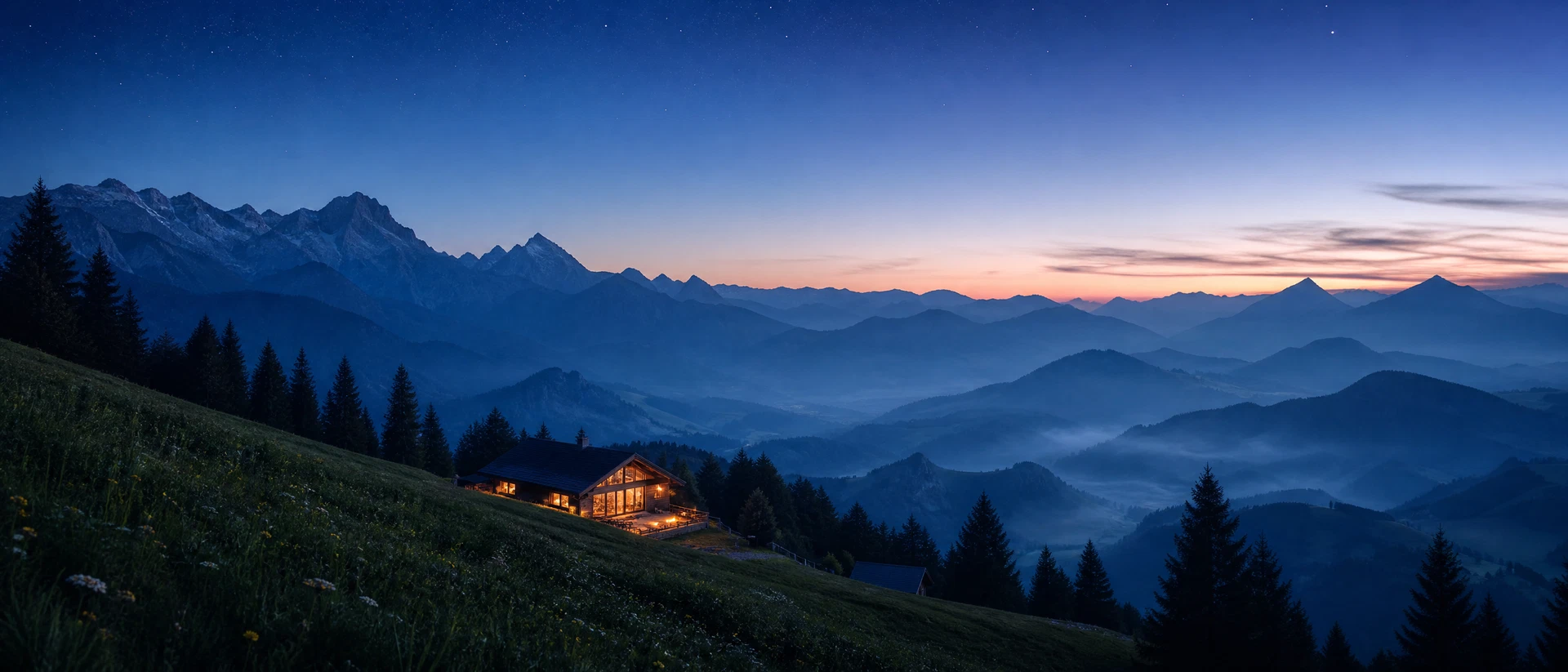Allgäuer Bergpanorama zur blauen Stunde