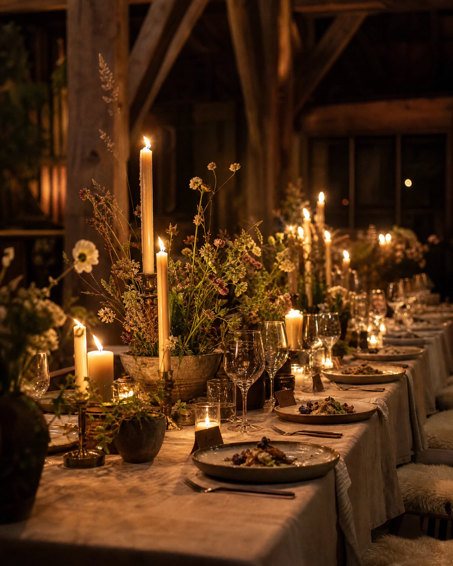 Privates Signature Dinner an einem langen Tisch
